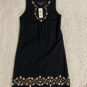 INC International Concepts Black Dress with Gold Accents